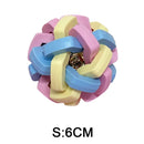 Brinquedo para Pets – Bola Colorida com Sino em TPR, estilo Macaron trançado. Bola elástica para gatos e cães, auxilia na limpeza dos dentes, resistente à mordida e ideal para alívio do estresse.