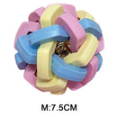 Brinquedo para Pets – Bola Colorida com Sino em TPR, estilo Macaron trançado. Bola elástica para gatos e cães, auxilia na limpeza dos dentes, resistente à mordida e ideal para alívio do estresse.
