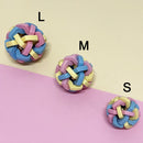 Brinquedo para Pets – Bola Colorida com Sino em TPR, estilo Macaron trançado. Bola elástica para gatos e cães, auxilia na limpeza dos dentes, resistente à mordida e ideal para alívio do estresse.