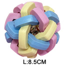 Brinquedo para Pets – Bola Colorida com Sino em TPR, estilo Macaron trançado. Bola elástica para gatos e cães, auxilia na limpeza dos dentes, resistente à mordida e ideal para alívio do estresse.