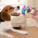 Brinquedo para Pets – Bola Colorida com Sino em TPR, estilo Macaron trançado. Bola elástica para gatos e cães, auxilia na limpeza dos dentes, resistente à mordida e ideal para alívio do estresse.